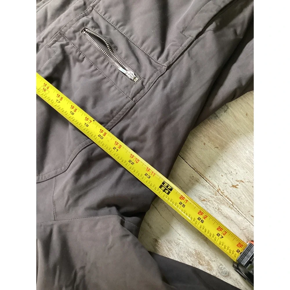 Lands End 1X Womens Dark Brown‎ Quilted Lined Hooded Parka Coat Water Resistant
